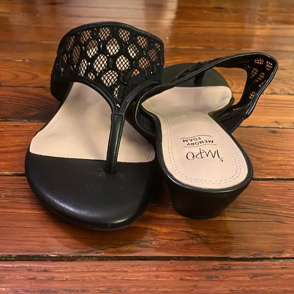 Impo Renae Black Sequin Wedge Sandals Size 11 Memory Foam NWT
